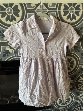H&M Light Lavender Button-Front Short Sleeve Dress with Tiny Print